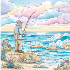 釣りをする老人