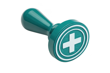 Green medical cross stamp isolated on transparent background