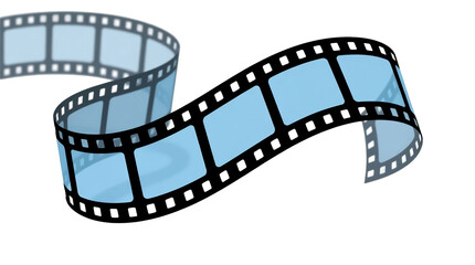 wavy translucent film strip curling in abstract dark background with soft lighting