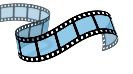 wavy translucent film strip curling in abstract dark background with soft lighting