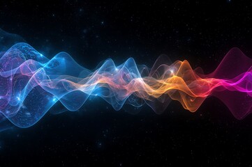 Obraz premium Vibrant cosmic waveform of light and energy pulsating through the dark universe