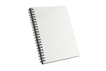 Blank spiral bound notebook isolated on transparent background