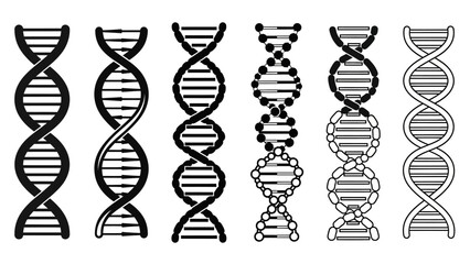 Various stylized DNA helix illustrations for scientific and educational purposes