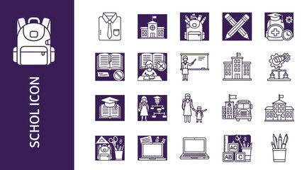 School and Education Icons A Collection of Learning and Study Symbols