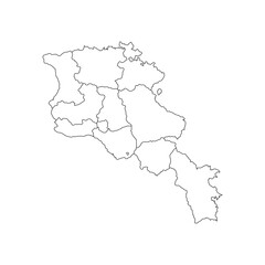 Armenia map with province area bundaries outline vector design