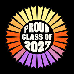 Proud Class of 2027 starburst badge graphic graduation