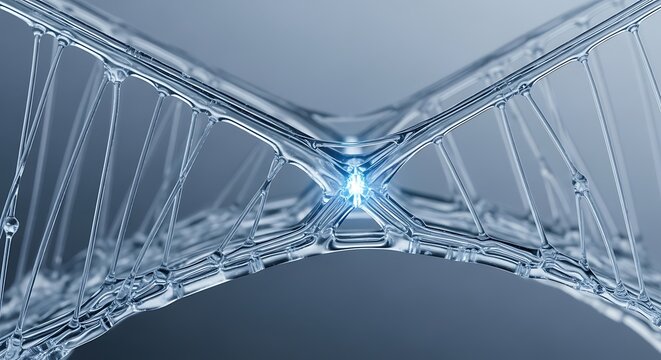 Conceptual dna strand with bright core for biotechnology research