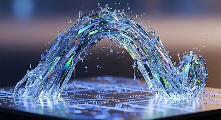 Conceptual image of water structure circuit board high tech