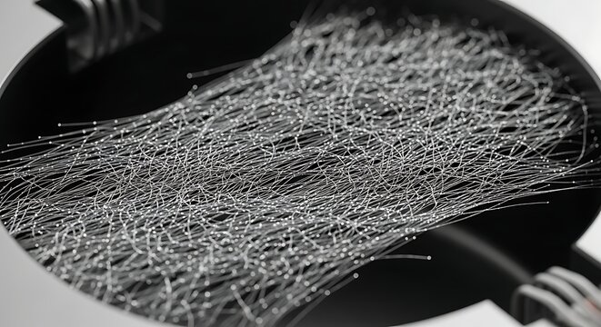 Abstract illustration of random white strings with dotted ends