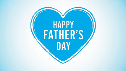 A textured blue heart shape with happy fathers day text on a soft gradient background