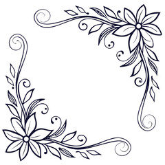 Elegant floral corner ornaments with swirls and leaves