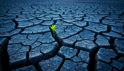 Sprout Growing from Cracked Dry Earth