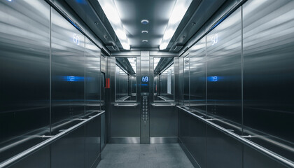 Modern Empty Steel Elevator Interior