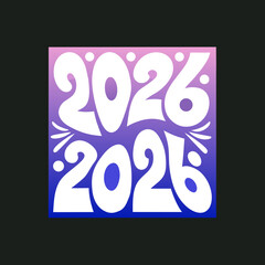 White 2026 numbers on pink blue gradient background