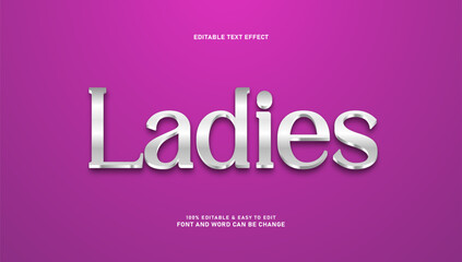 Metallic Silver Ladies Word Text Effect on Purple Background