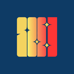 Yellow orange red rounded rectangles with stars abstract