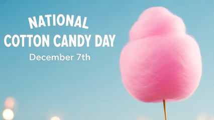 Bright pink cotton candy on a stick celebrating national cotton candy day on december 7th