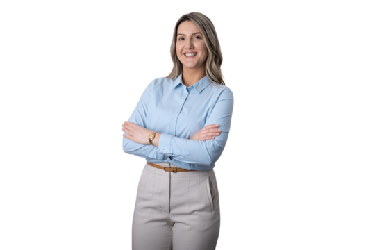 Smiling professional businesswoman posing with crossed arms - Powered by Adobe
