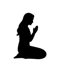 Praying person silhouette. Religion pray simple icon.