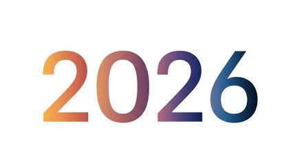 Giant 2026 Typography with Soft Gradient – Minimalist New Year Banner and Single Element Artwork PNG