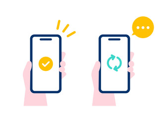 スマホの画面と手元のイメージイラスト