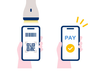 スマホでキャッシュレス決済をする手元のイメージイラスト