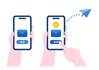メールを送信する手元のイメージイラスト