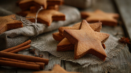 Rustikale Zimtsterne auf Holz – Weihnachtsgebäck in warmem Ambiente