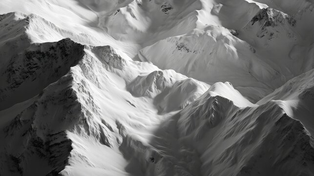 Snow-covered mountain range under bright sunlight creates stunning landscape effects - Powered by Adobe