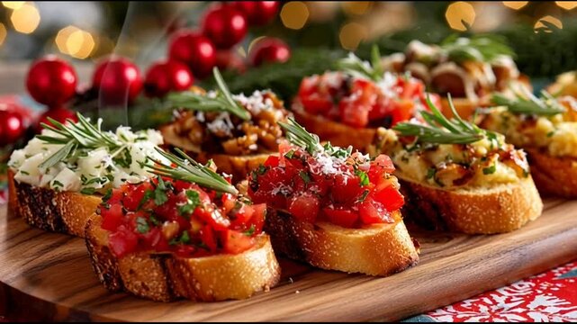 Bruschetta Platter With Festive Tablecloth