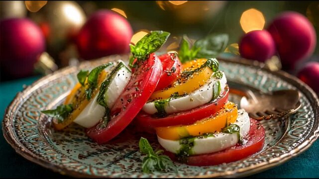 Caprese Salad With Christmas Colors