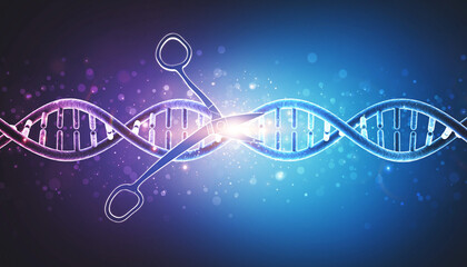 DNA Editing Concept Scissors Cutting Double Helix Strand, Gene Modification, Genetic Engineering, Biotechnology, Science, Molecular Biology, Healthcare, Medical Research.