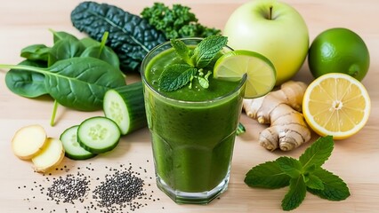 Refreshing Green Smoothie with Fresh Fruits and Vegetables for a Healthy Lifestyle.