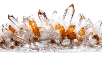 Sparkling Crystal Formation on Transparent Background