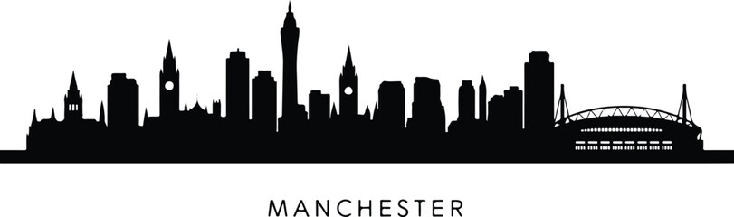 Obraz premium Black silhouette of the manchester city skyline