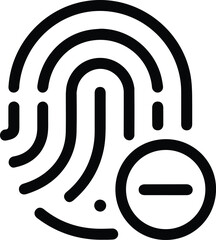 Black fingerprint icon with minus symbol remove delete 11