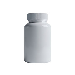 White opaque plastic pill bottle with ribbed cap isolated on transparent background