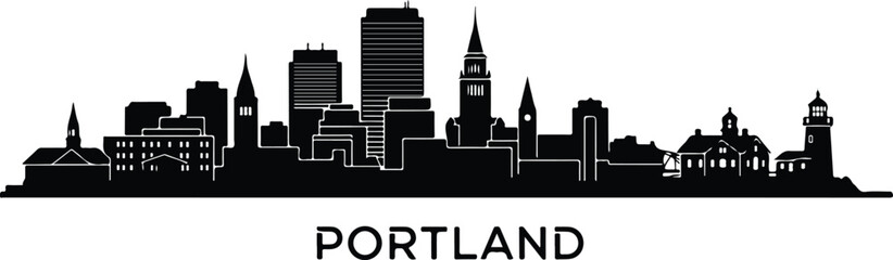 Fototapeta premium Black silhouette of the portland oregon skyline