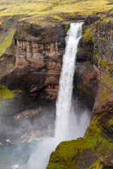 Iceland Travel: Haifoss waterfall in the Highlands of Iceland is one of the highest waterfall in Iceland and only reachable travelling with 4x4 vehicle.