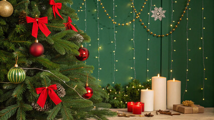 christmas tree and decorations