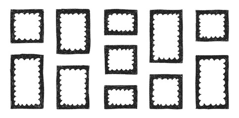 Hand drawn crayon rectangles set. Brushstroke texture rectangle frames. Vector EPS 10
