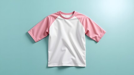 Trendy pink and white t-shirt on a vibrant blue background invites creativity for your next apparel design project or summer fashion marketing campaign