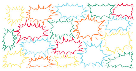 Hand drawn crayon speech bubbles set. Brushstroke texture comic bubbles. Vector EPS 10