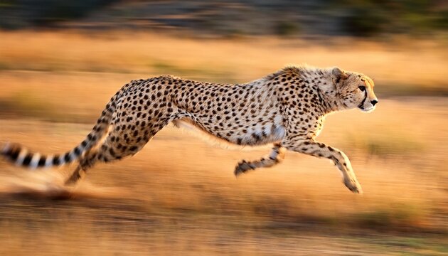 running cheetah with motion blur background