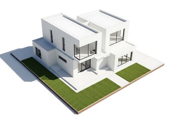 Modern white house with glass windows