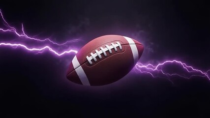 American Football with Electric Lightning Energy on Dark Background - Powered by Adobe