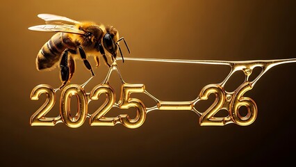 Honeybee Delivering Golden 2025-26 Year Numbers with Sweet Drips