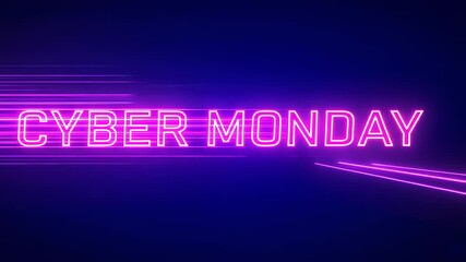 Frames shifting sparking magenta text CYBER MONDAY sliding settling in neon set promoting sale - Powered by Adobe