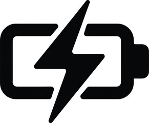 Black battery icon with lightning bolt symbol power