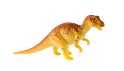Yellow-brown dinosaur toy in upright pose